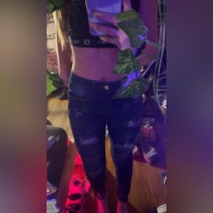 Dark blue high rise skinny jeans